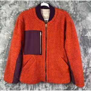We The Free Rivington Sherpa Jacket Sz Small Oversized Orange Purple Chunky